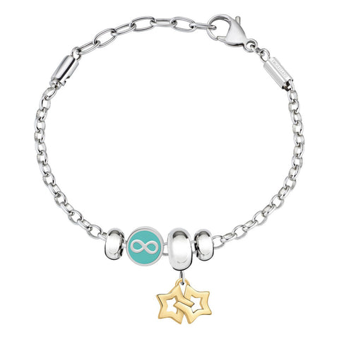 Bracciale Drops - acciaio e smalto turchese - color argento