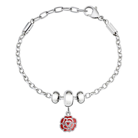 Bracciale Drops - acciaio e smalto rosso - color argento