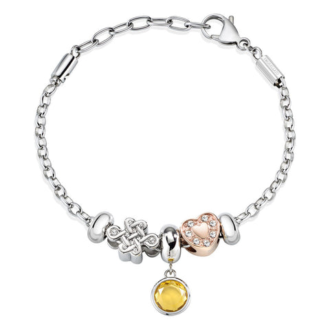 Bracciale Drops - acciaio e cristalli - color argento