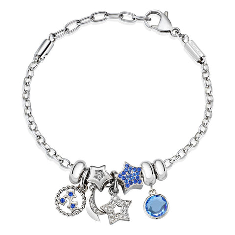 Bracciale Drops - acciaio e cristalli - color argento