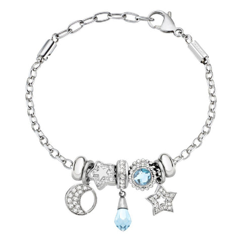 Bracciale Drops - acciaio e cristalli - color argento