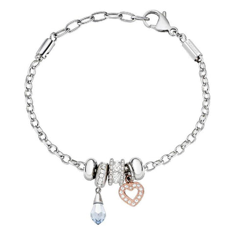 Bracciale Drops - acciaio e cristalli - color argento