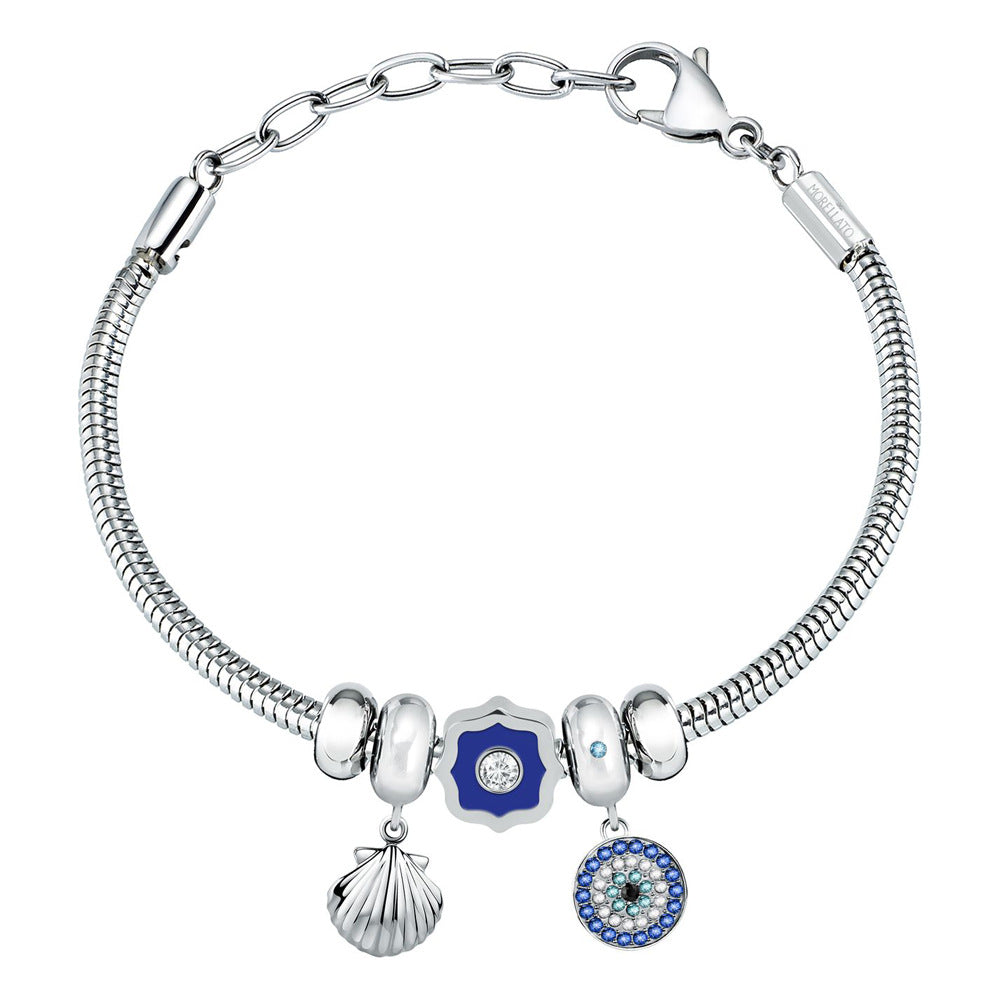 Bracciale Drops - acciaio e cristalli - color argento