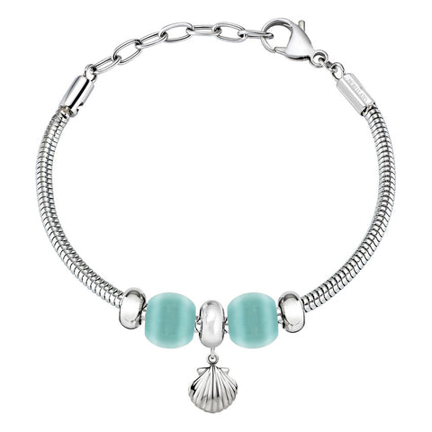 Bracciale Drops - acciaio e pietra turchese - color argento