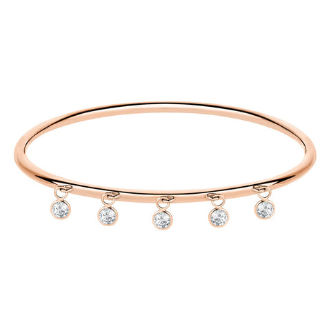 Bracciale Cerchi - acciaio e cristalli - color oro rosato
