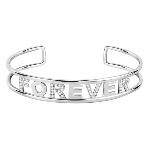 Bracciale Forever - acciaio e cristalli - color argento