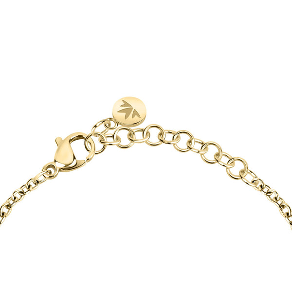 Bracciale Madagascar - acciaio e perline azzurre - color oro