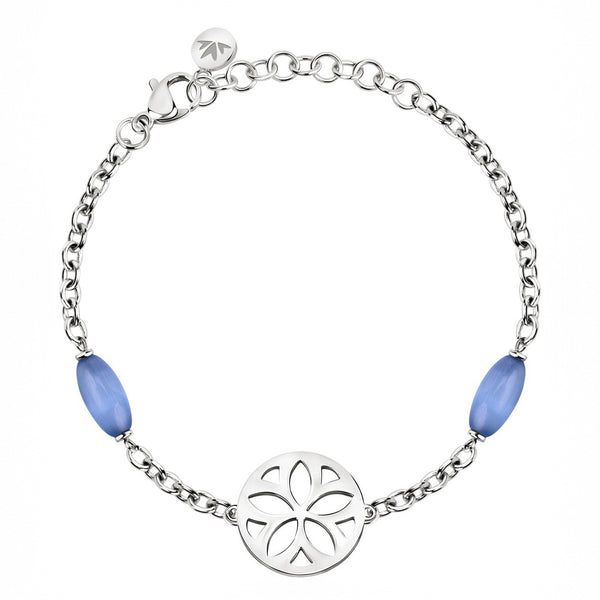 Bracciale Fiore - acciaio e pietre blu - color argento