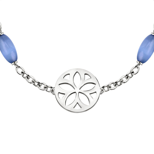 Bracciale Fiore - acciaio e pietre blu - color argento