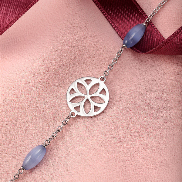 Bracciale Fiore - acciaio e pietre blu - color argento