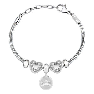 Bracciale Drops con charms - acciaio e cristalli - color argento