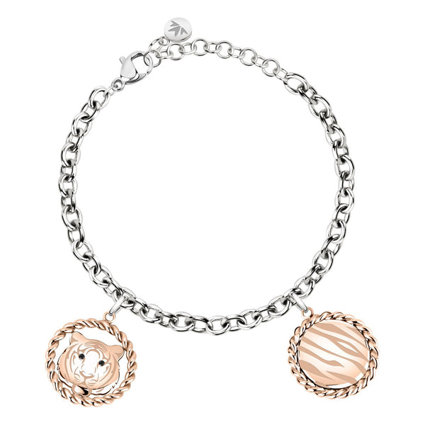 Bracciale Madagascar con charms - acciaio - color argento e oro rosa