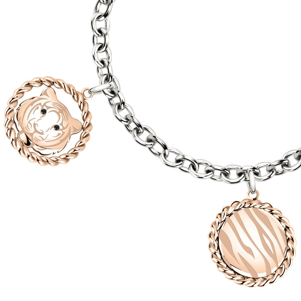 Bracciale Madagascar con charms - acciaio - color argento e oro rosa
