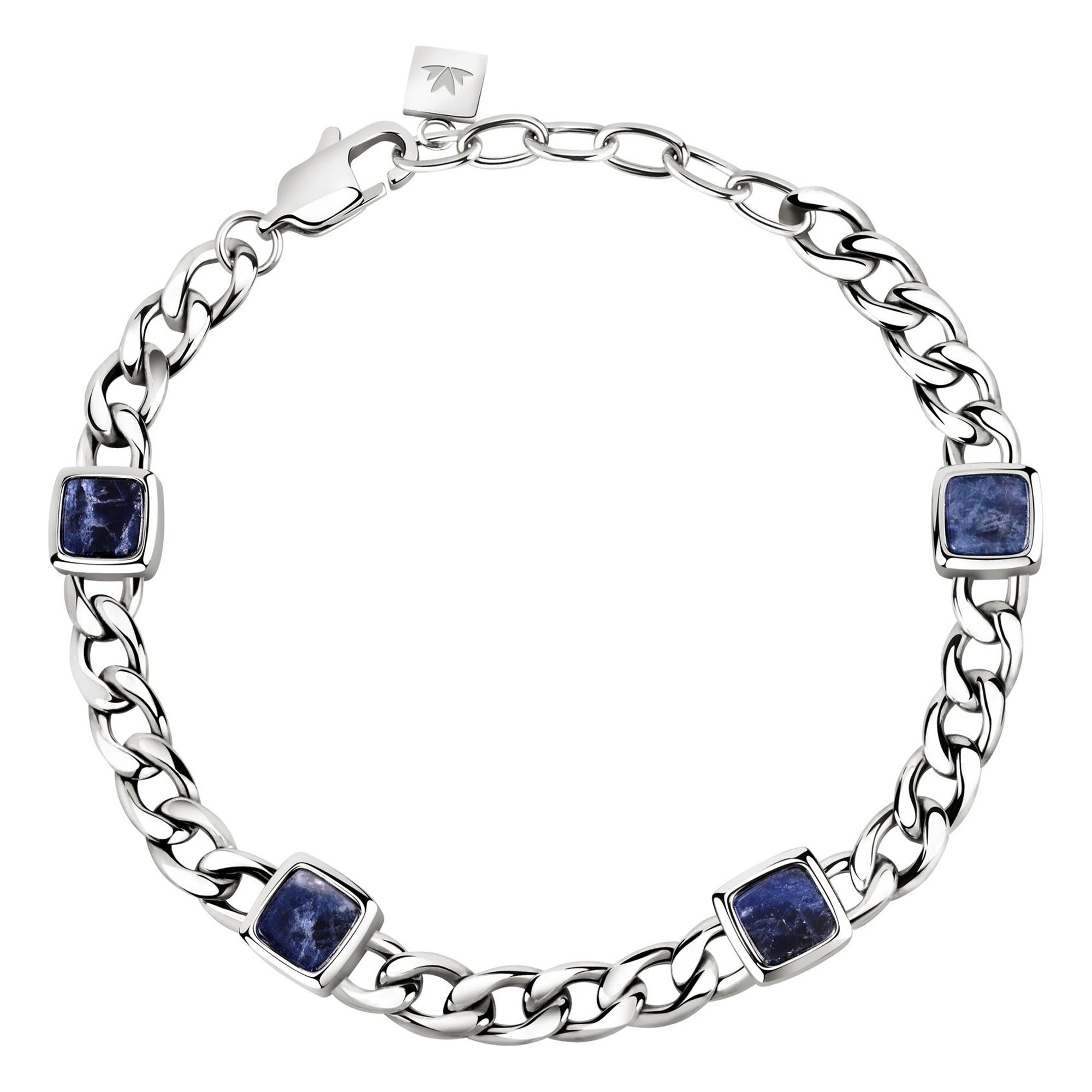 Bracciale Lux - acciaio e pietra dumortierite - color argento e blu