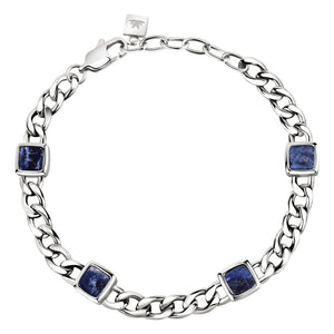 Bracciale Lux - acciaio e pietra dumortierite - color argento e blu