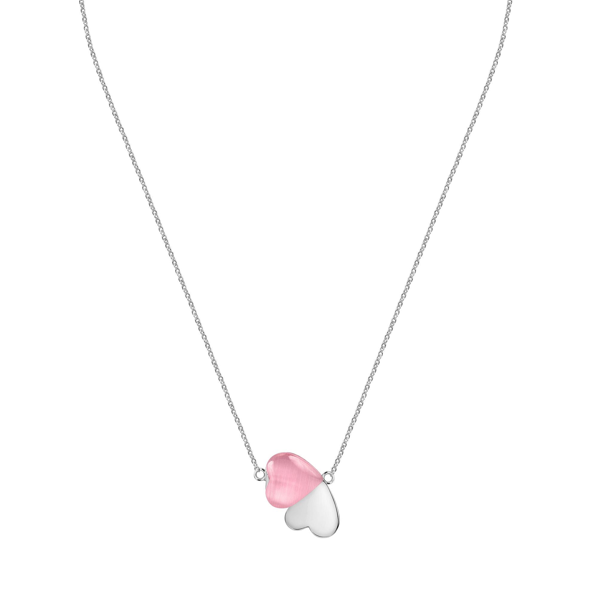 Collana Cuore - argento 925 - color argento e rosa