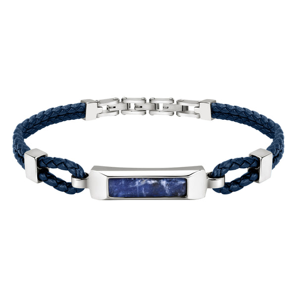 Bracciale Lux - acciaio e dumortierte - color argento e blu