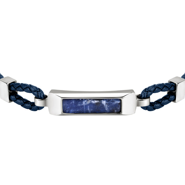 Bracciale Lux - acciaio e dumortierte - color argento e blu