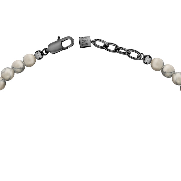 Bracciale Nobile - acciaio e howlite - color bianco e argento