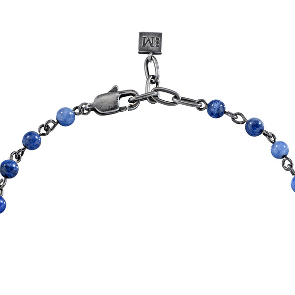 Bracciale Nobile - acciaio e pietra dumortierite - color grigio e blu