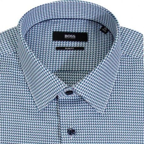 BOSS - Camicia Jano - slim fit - 100% cotone - verde e blu