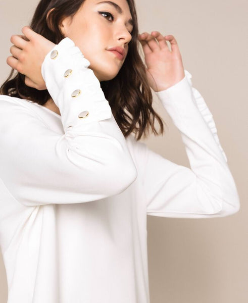 Blusa con volant e perle