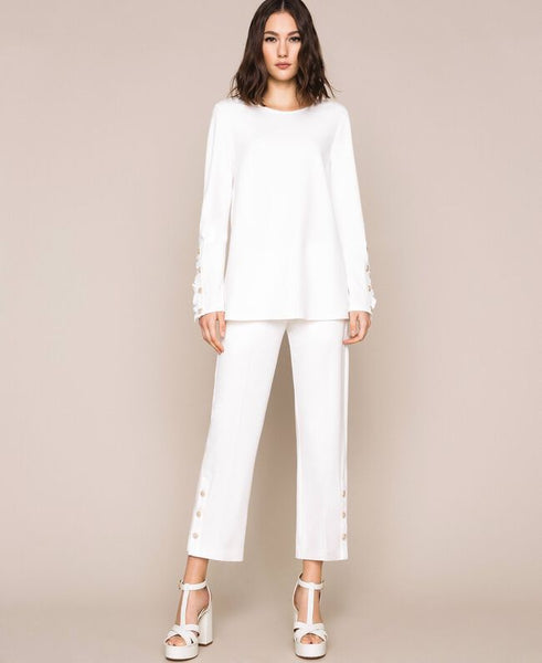 Blusa con volant e perle