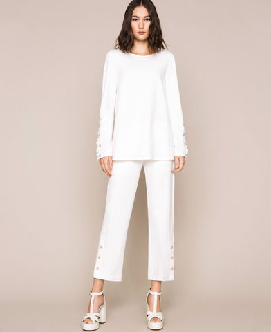 Blusa con volant e perle