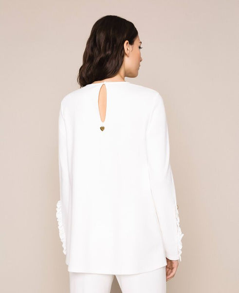 Blusa con volant e perle