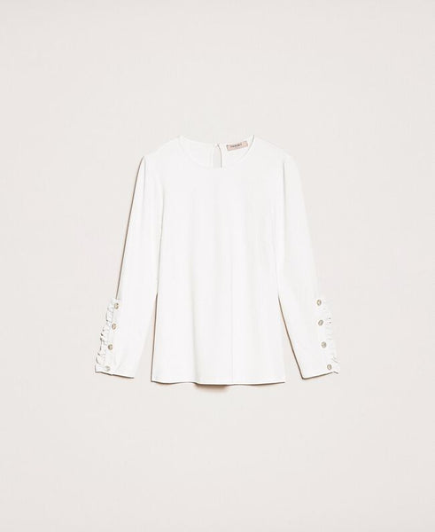 Blusa con volant e perle