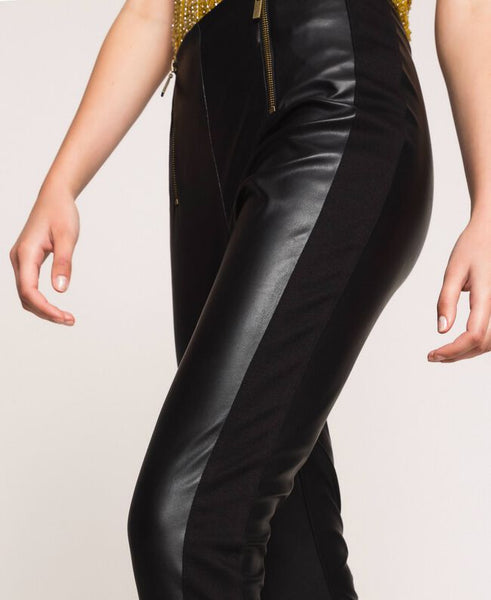 Leggings in similpelle con zip