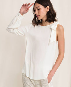 Blusa monospalla in misto seta
