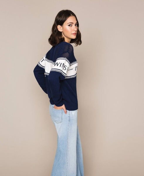 Maglia con inserto in felpa e logo