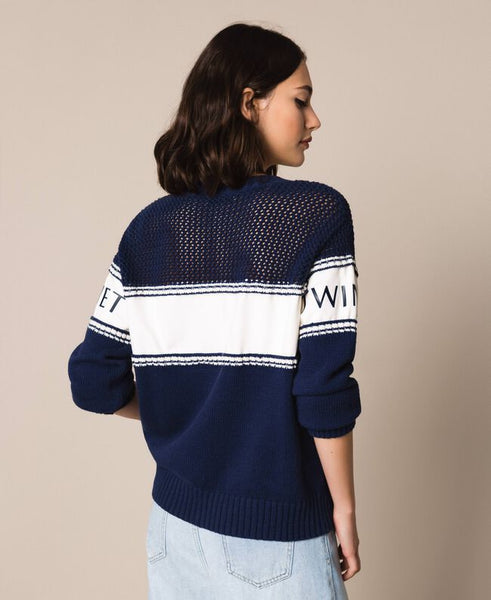 Maglia con inserto in felpa e logo