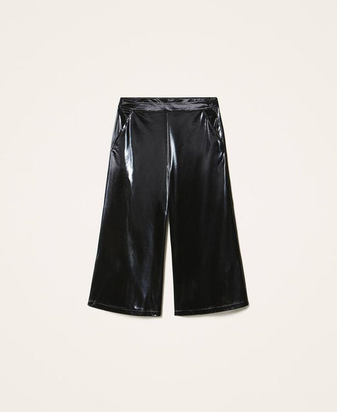 Pantaloni cropped in vernice