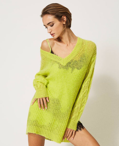 Maxi maglia in misto lana