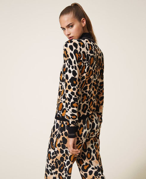 Maglia lupetto a stampa animalier