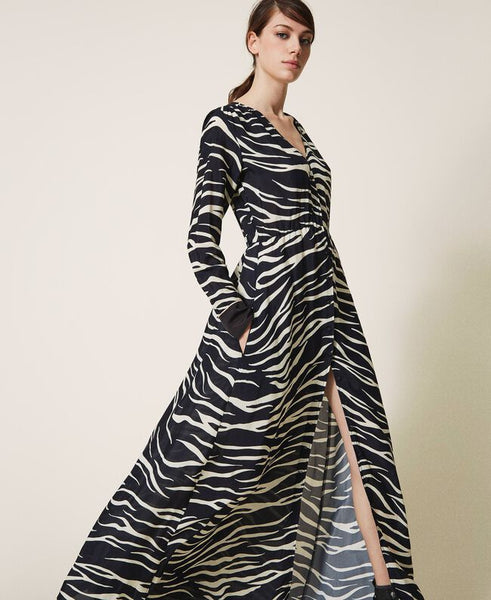 ⚡Abito in crêpe de Chine animalier
