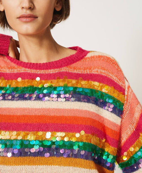 Maglia in misto lana con paillettes
