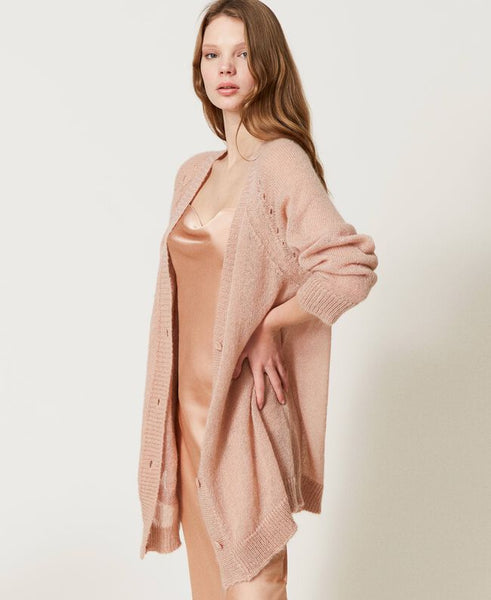 Maxi cardigan in misto mohair