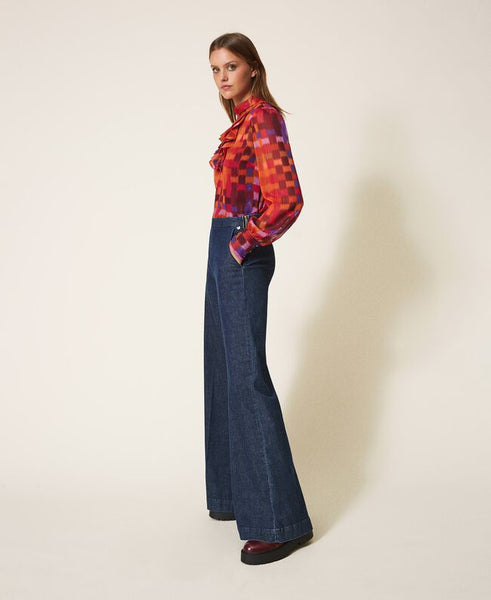 Blusa in creponne lurex stampato