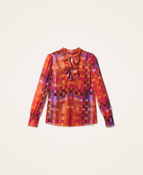 Blusa in creponne lurex stampato
