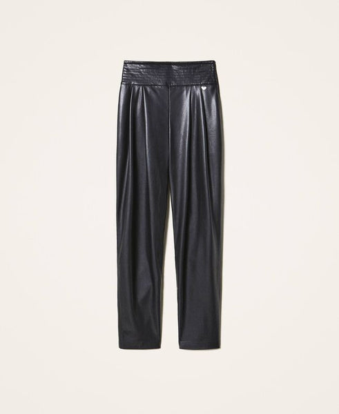 Pantaloni in similpelle a vita alta