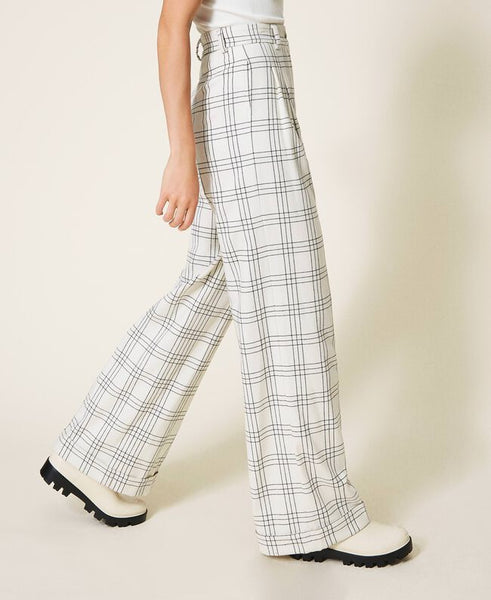 Pantaloni wide leg in misto lana