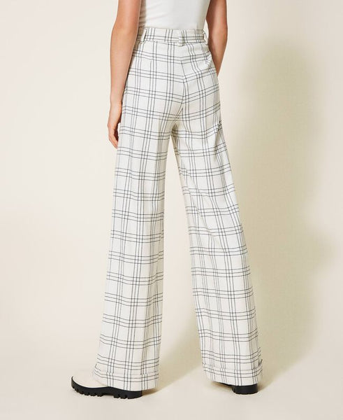 Pantaloni wide leg in misto lana