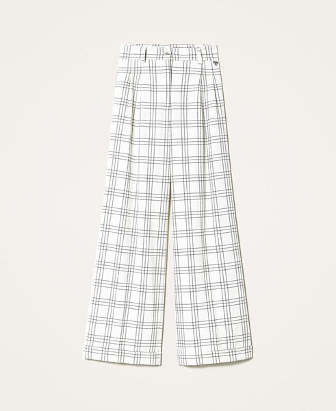 Pantaloni wide leg in misto lana