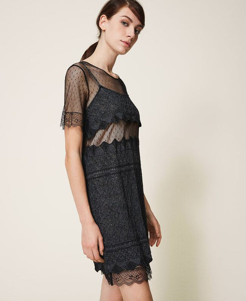 ⚡Abito in maglia punto pizzo e tulle