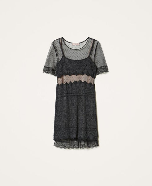 ⚡Abito in maglia punto pizzo e tulle
