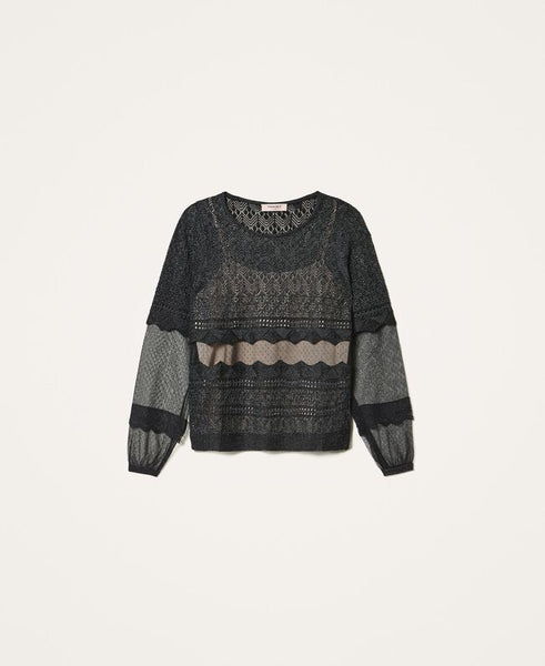 Maglia in punto pizzo e tulle