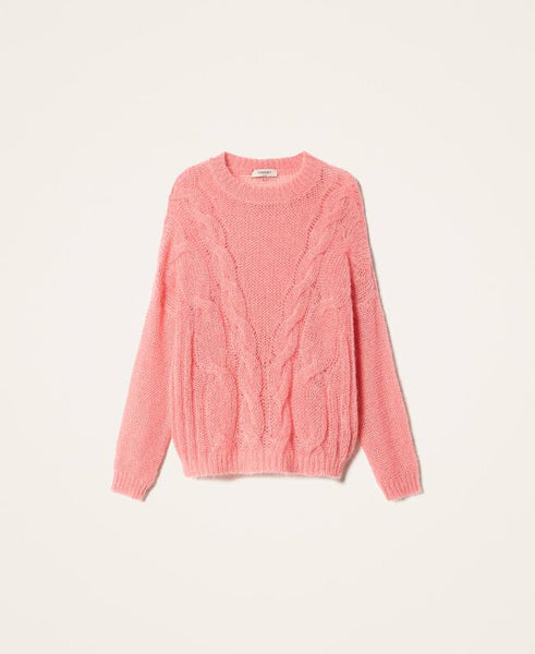 Maglia in mohair con trecce
